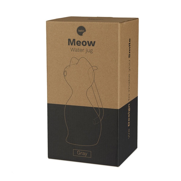 Balvi Water jar glass Meow Colour gray Cat shaped Capacity 1L Borosilicate