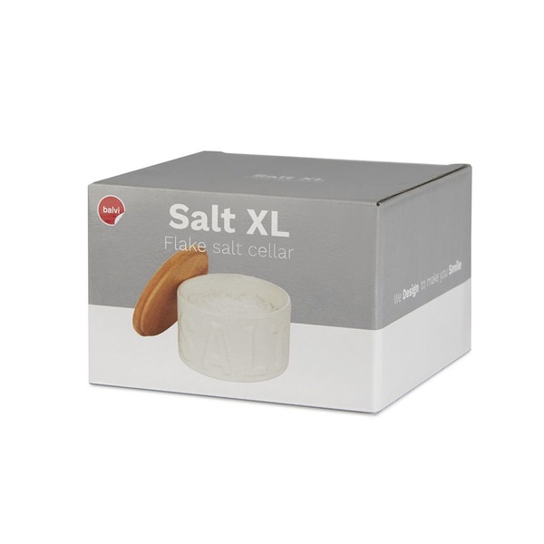 Balvi Salière de sel Salt Couleur blanc Salière avec couvercle pour la cuisine XL Céramique/bambou