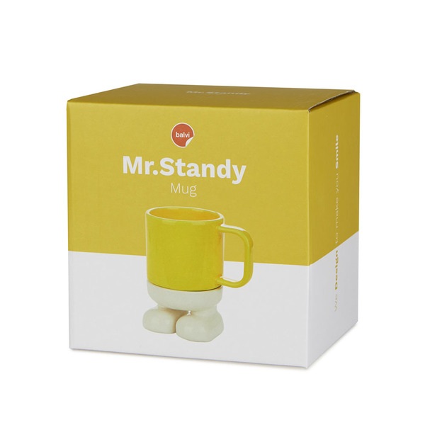 Balvi Mug Mr Standy Color amarillo Divertida Taza con Plato Ceramic