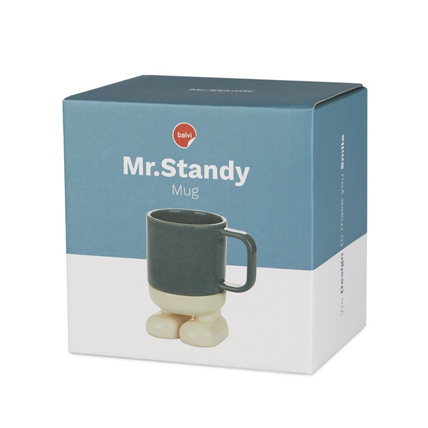 Balvi Mug Mr Standy Color azul Divertida Taza con Plato de Cerámica Ceramic
