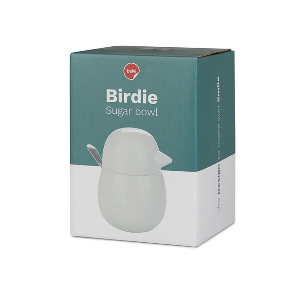 Balvi Azucarero Birdie Color blanco Recipiente para Azúcar en Forma de Pájaro Porcelana/metal
