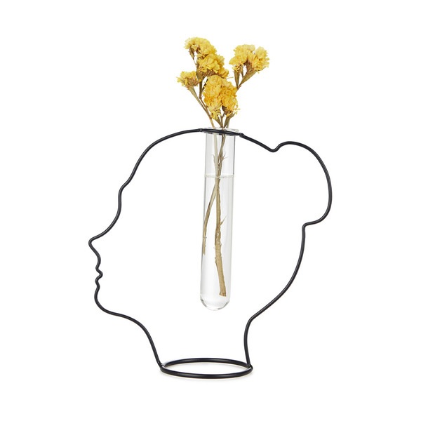 Balvi Florero Lady Color negro En forma de silueta femenina Metal/vidrio