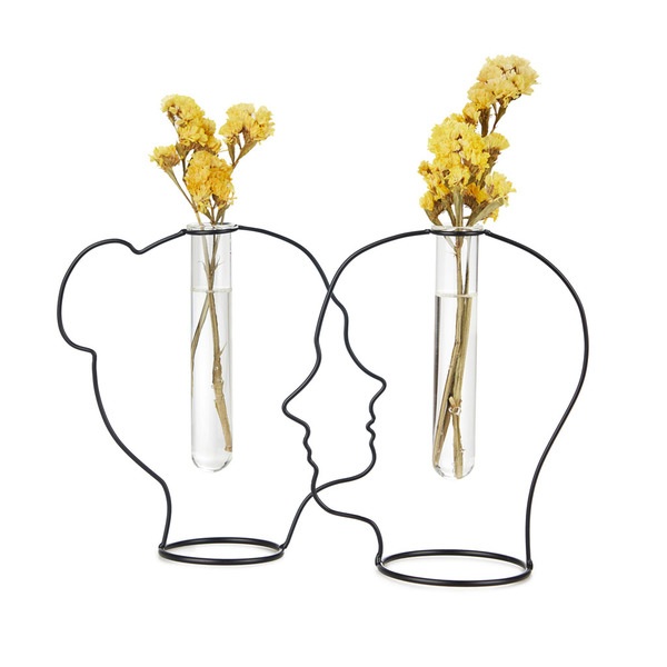 Balvi Vase Gentle Couleur noir Sous la forme d'une silhouette masculine Métal/verre