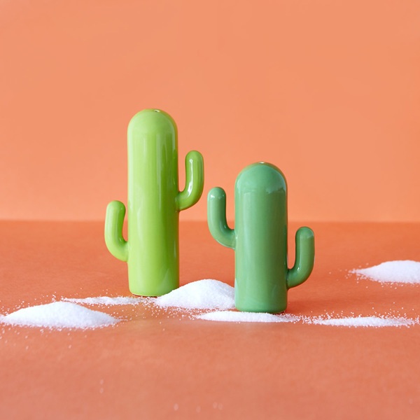Balvi Set sal & pimienta Cactus Color verde En forma de cactus Porcelana