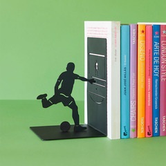 alvi Sujetalibros Goal Kick Color negro Soporte para libros de estantería con jugador de fútbol Meta