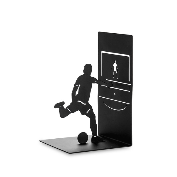 alvi Sujetalibros Goal Kick Color negro Soporte para libros de estantería con jugador de fútbol Meta