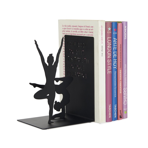Balvi Buchstütze Yoga Farbe Schwarz Buchstütze für das Bücherregal in Form einer Yogaposition Metall