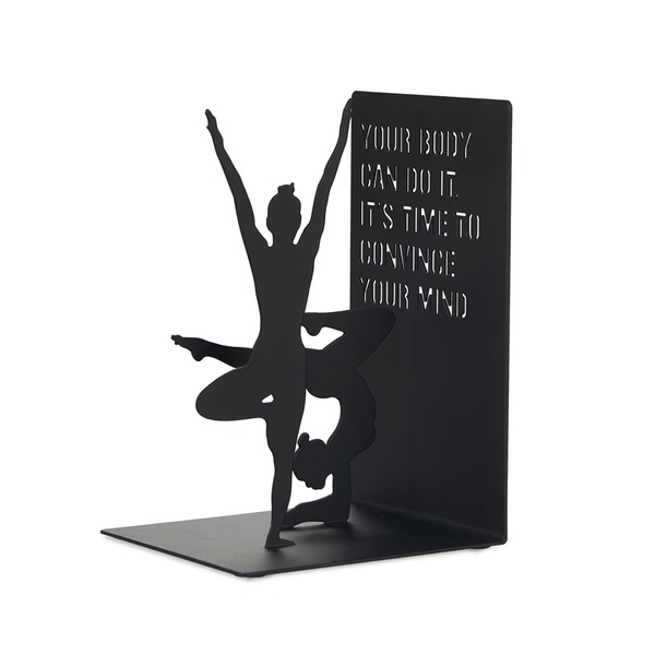 Balvi Buchstütze Yoga Farbe Schwarz Buchstütze für das Bücherregal in Form einer Yogaposition Metall