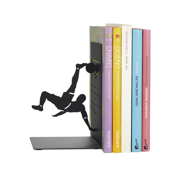 alvi Buchstütze Bicycle Kick Farbe Schwarz Buchstütze für Ihre Bücher im Regal in Form eines Fußball