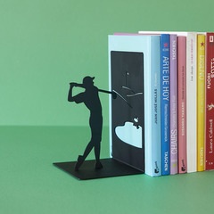 Balvi Bookend Backswing Colour black Book support with golf player Metal