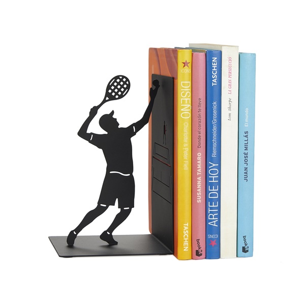 alvi Serre-livres Match Ball Couleur noir Soutien aux livres de bibliothèque avec un joueur de tenni