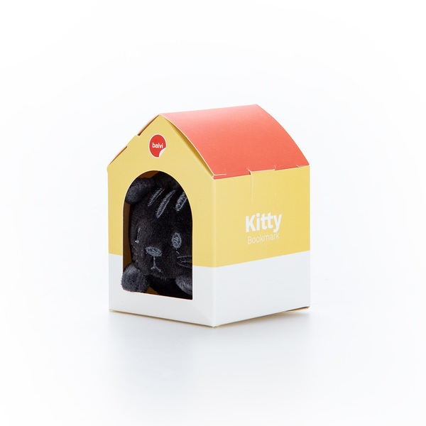 Balvi Marcapáginas Kitty Color negro Divertido punto de libro en forma de gato Poliéster