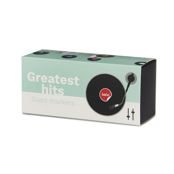 Balvi Glass marker Greatest Hits Colour black In the shape of vinyl records Silicone