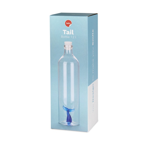 Balvi Botella Tail Color azul Con figura en forma de cola de ballena Borosilicato
