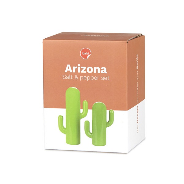 Balvi Set sal & pimienta Cactus Color verde En forma de cactus Porcelana