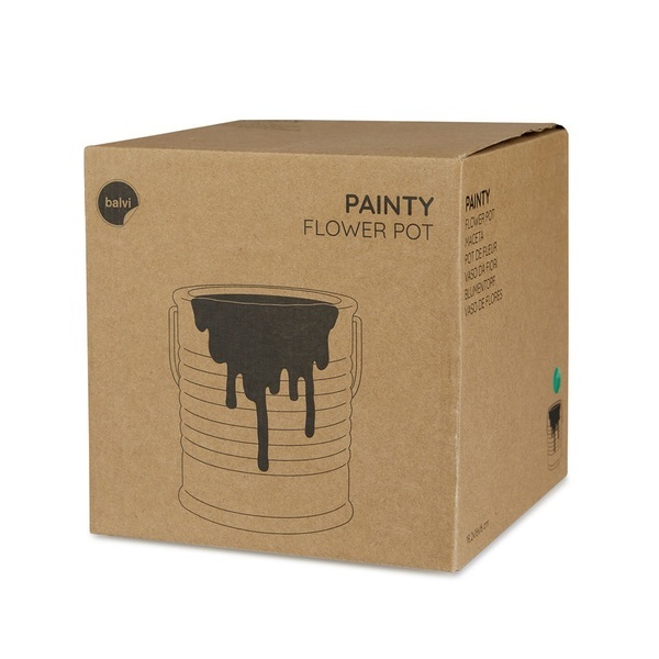 alvi Maceta Painty Color azul y blanco En forma de bote de pintura Con asa metálica Diámetro: 16 cm