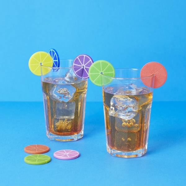 alvi Marca copas Fruit Party Set de 8 unidades Marcacopas o marcavasos Ideal para reuniones, fiestas