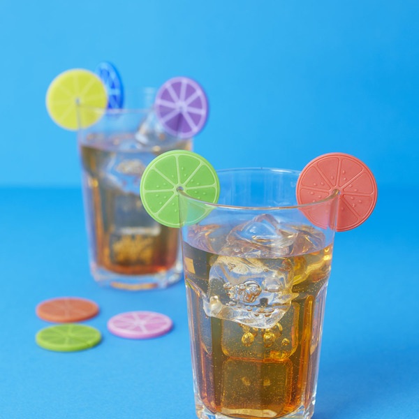 alvi Marca copas Fruit Party Set de 8 unidades Marcacopas o marcavasos Ideal para reuniones, fiestas