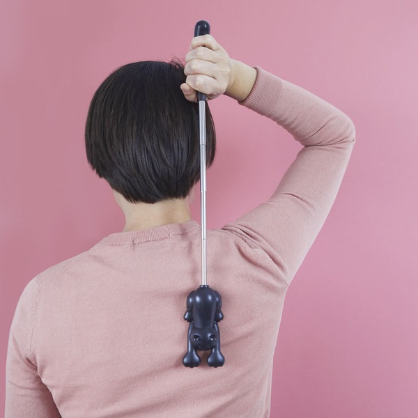 alvi Kratzhilfe Curious Cat Farbe Schwarz Kratzhilfe für den Rücken, ausziehbar Lustiges Design in F