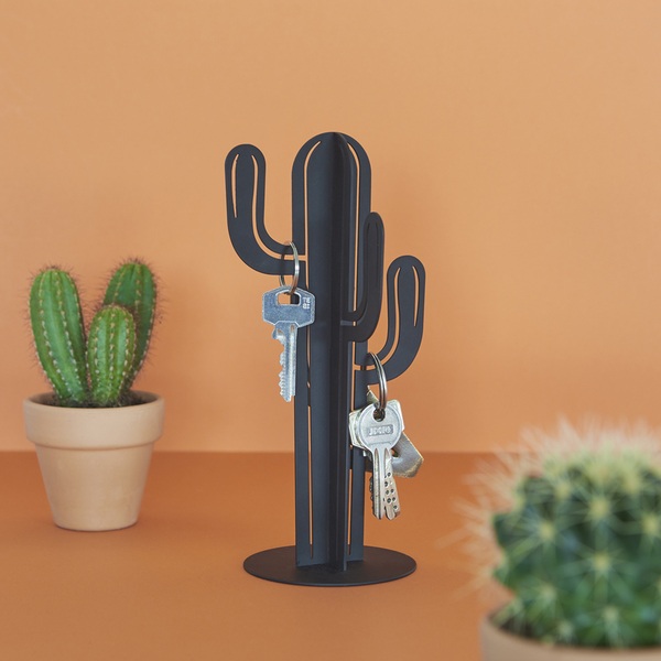 Balvi Soporte para llaves Catus Color negro En forma de cactus Metal