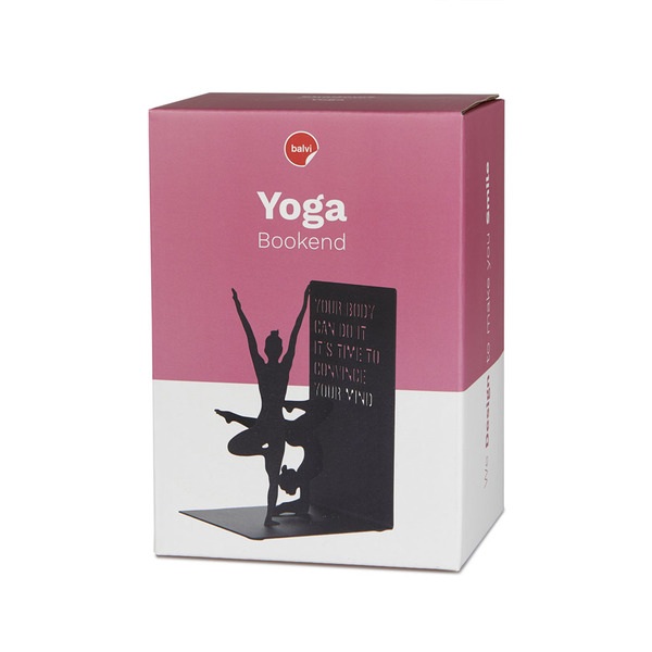 Balvi Buchstütze Yoga Farbe Schwarz Buchstütze für das Bücherregal in Form einer Yogaposition Metall