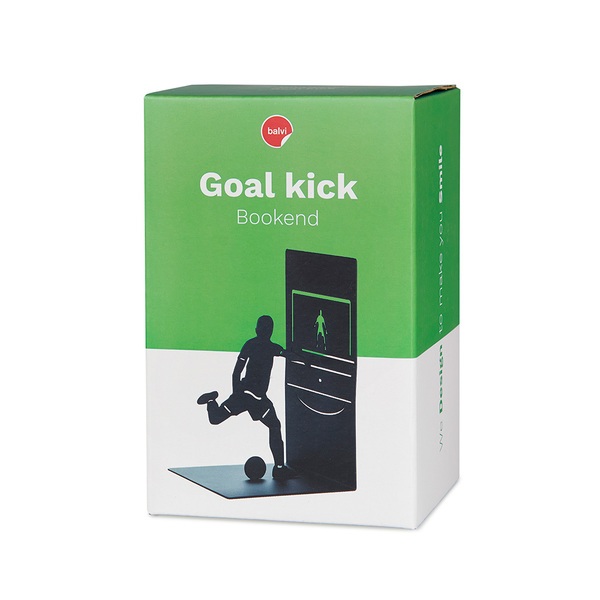 alvi Sujetalibros Goal Kick Color negro Soporte para libros de estantería con jugador de fútbol Meta