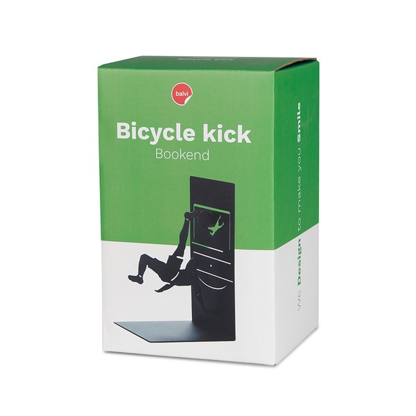 alvi Buchstütze Bicycle Kick Farbe Schwarz Buchstütze für Ihre Bücher im Regal in Form eines Fußball