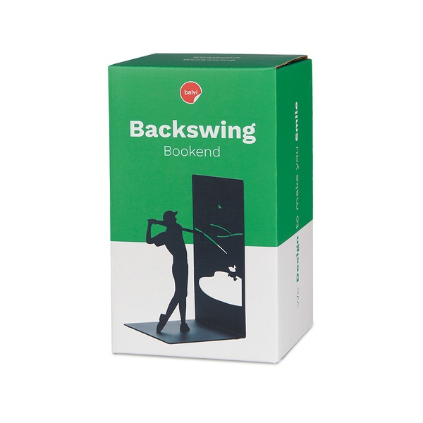 Balvi Sujetalibros Backswing Color negro Soporte para libros de estantería con jugador de golf Metal