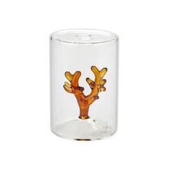 Balvi Salt shaker Coral Colour amber With fun marine figure inside Borosilicate