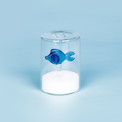 Balvi Salt shaker Fish Colour blue With fun marine figure inside Borosilicate