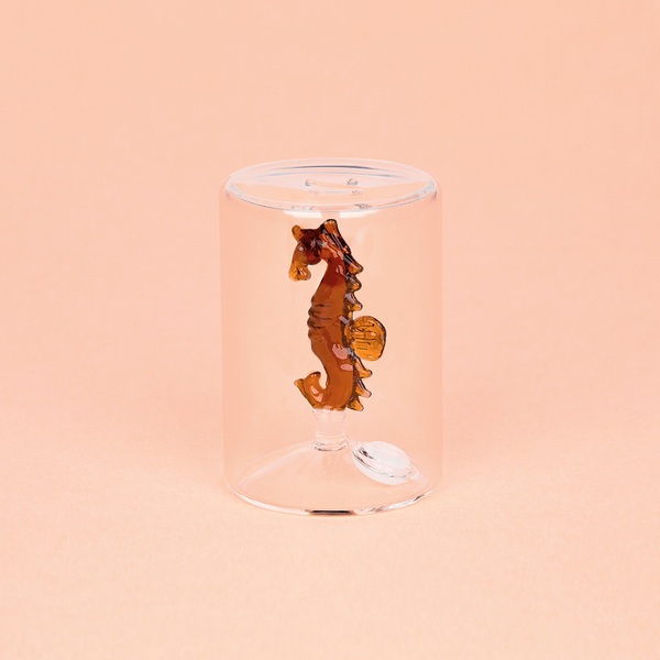 Balvi Salero Seahorse Color ámbar Con figura en forma de caballito de mar Borosilicato