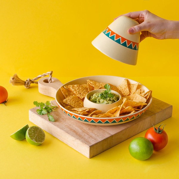 alvi Piatto per nachos The Mexican Colore giallo Sombrero messicano - Piatto a forma di sombrero mes