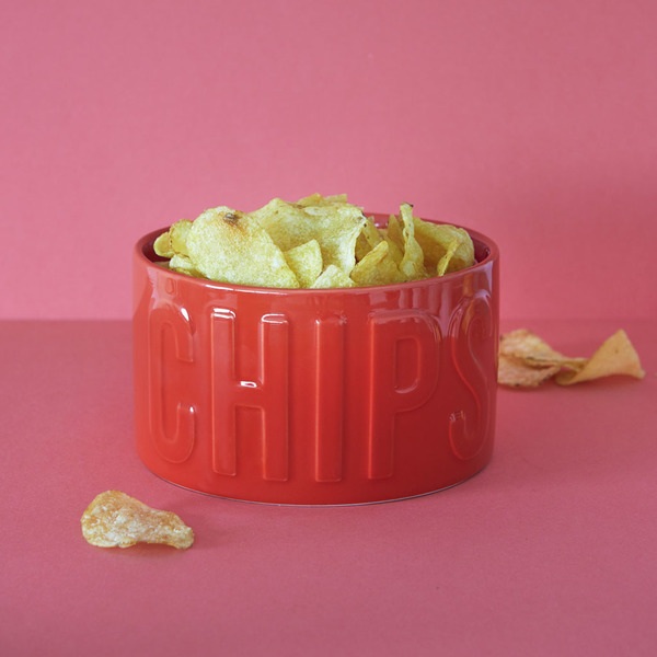 Balvi Cuenco aperitivo Chips Color rojo Un cuenco original y con estilo 1L Cerámica 8,5x15x15 cm