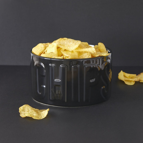 Balvi Cuenco aperitivo Chips Color negro Un cuenco original y con estilo 1L Cerámica 8,5x15x15 cm