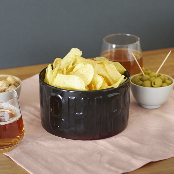 Balvi Cuenco aperitivo Chips Color negro Un cuenco original y con estilo 1L Cerámica 8,5x15x15 cm