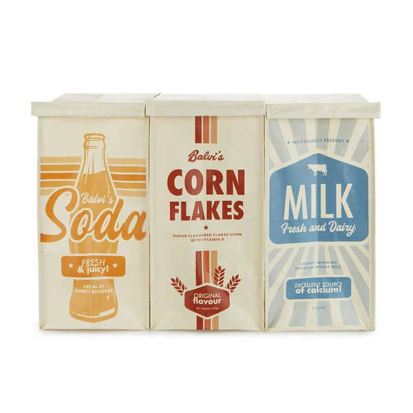 Balvi Recycling bag set Retro Multicolored colour 3 bags With handles With touch fastener
