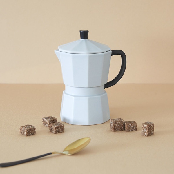 Balvi Mug Moka Color gris Taza en forma de cafetera italiana con tapa Cerámica 14,6x11,7x8,8 cm