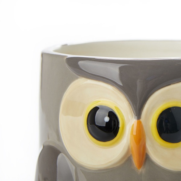 Balvi Vaso per piante Owl Colore Grigio Un coprivaso con disegno di gufo Ceramica 11,7x13,5x135 cm