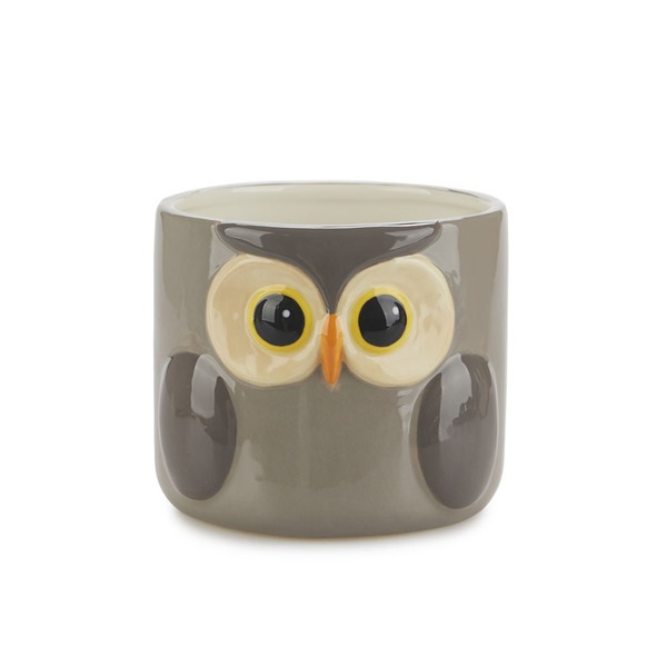 Balvi Vaso per piante Owl Colore Grigio Un coprivaso con disegno di gufo Ceramica 11,7x13,5x135 cm