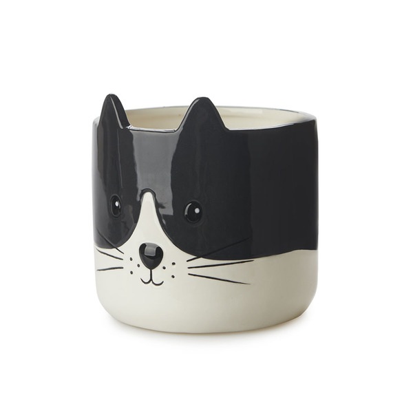 alvi Blumentopf Kitty Farbe Schwarzweiß Origineller Blumentopf in Form eines Kätzchens Keramik 13,7