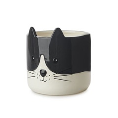 alvi Vaso per piante Kitty Colore Bianco e nero Un coprivaso con disegno di gatto Ceramica 11,7x13,5