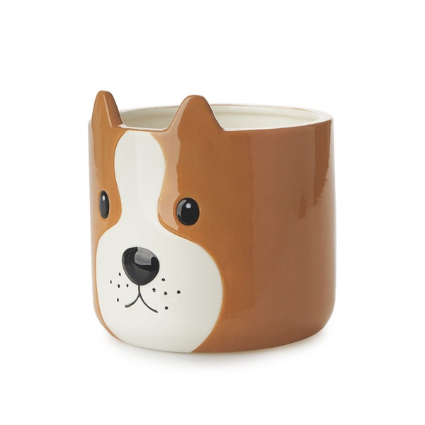 Balvi Maceta Woof Color Marrón Original maceta con diseño perruno Cerámica 13,5x13,5x13,5 cm
