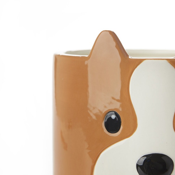 Balvi Maceta Woof Color Marrón Original maceta con diseño perruno Cerámica 13,5x13,5x13,5 cm