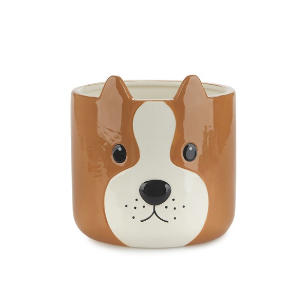Balvi Maceta Woof Color Marrón Original maceta con diseño perruno Cerámica 13,5x13,5x13,5 cm