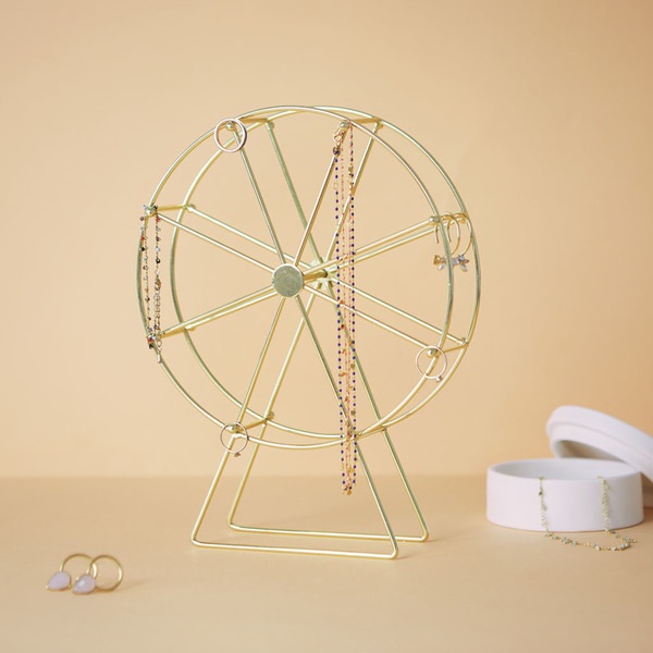 alvi Soporte joyas Golden Wheel Color Dorado Un soporte diferente para almacenar tus joyas, con un d