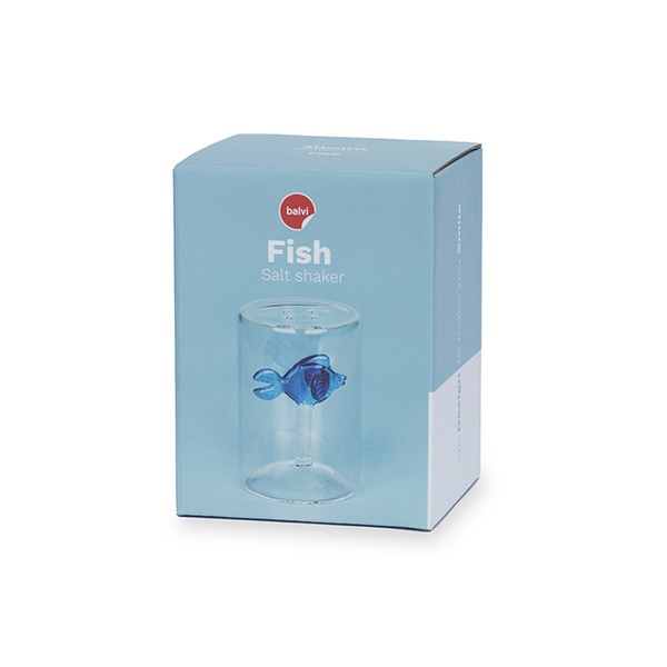 Balvi Salero Fish Color azul Con figura en forma de pez Borosilicato