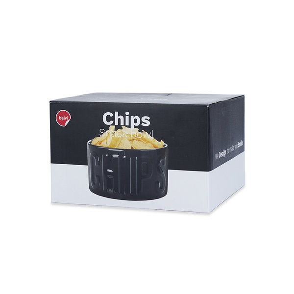 Balvi Cuenco aperitivo Chips Color negro Un cuenco original y con estilo 1L Cerámica 8,5x15x15 cm