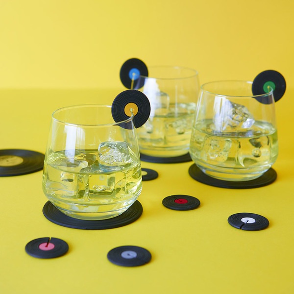 Balvi Glass marker Greatest Hits Colour black In the shape of vinyl records Silicone