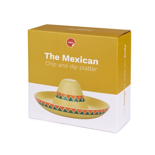 alvi Piatto per nachos The Mexican Colore giallo Sombrero messicano - Piatto a forma di sombrero mes