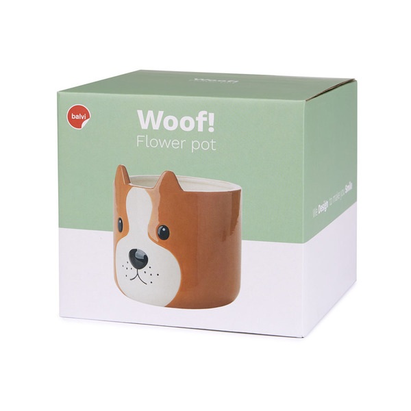 Balvi Maceta Woof Color Marrón Original maceta con diseño perruno Cerámica 13,5x13,5x13,5 cm